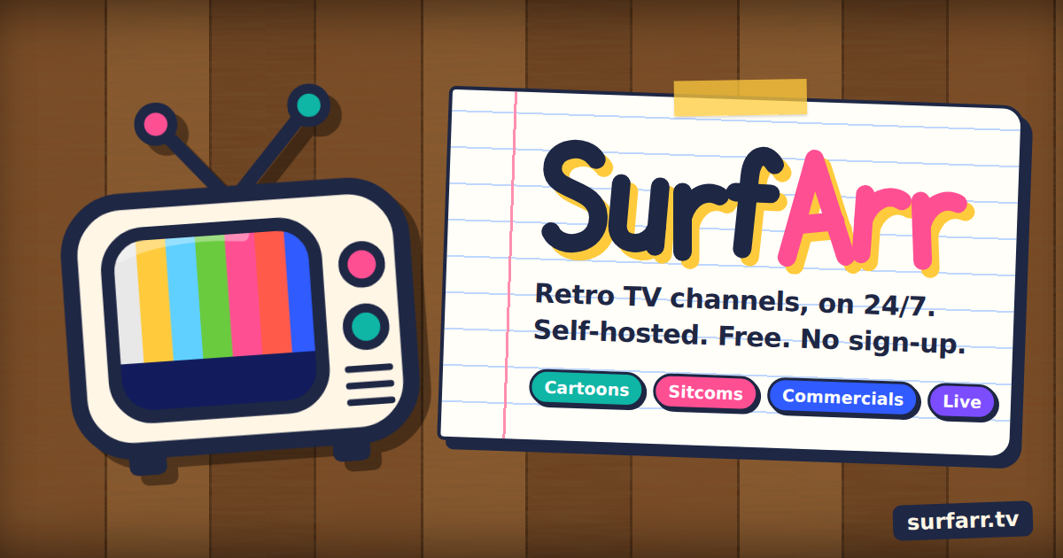 I built RetroArr, a self-hosted retro TV station that turns YouTube & Archive playlists into live ch